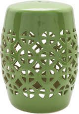 Green Green Ceramic Lattice Stool