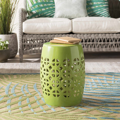 Green Ceramic Drum Stool Table
