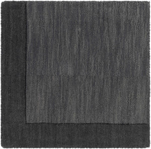 Bordered Solid Black Charcoal Wool Rug