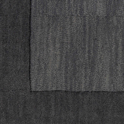 Bordered Solid Black Charcoal Wool Rug