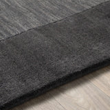 Bordered Solid Black Charcoal Wool Rug