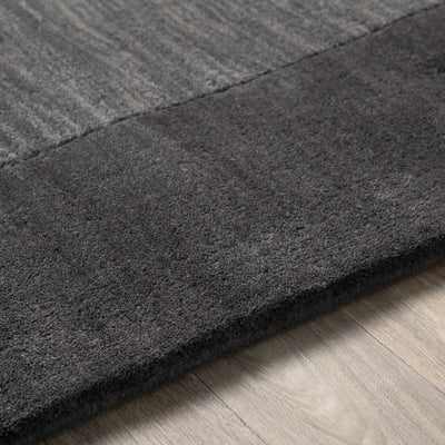 Bordered Solid Black Charcoal Wool Rug