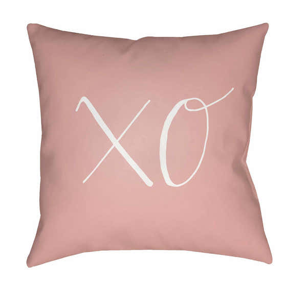 Love XO Pink Outdoor Throw Pillow Cover
