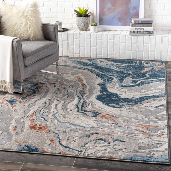 Tayport Blue Marble Rug - Clearance