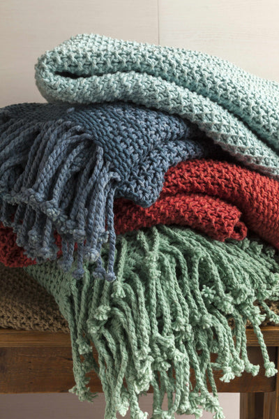 Brasnorte Knitted Throw Blanket - Aqua Green