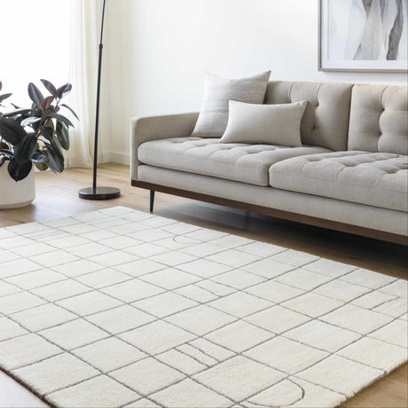 Tanya Pearl White Grid Wool Rug