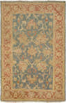 Hand knotted Tchula Clearance Rug in camel, light green, olive, and teal with a traditional floral pattern. Design-Rectangle-5686