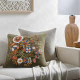 Verona Olive Floral Nature Pattern Cottage Cotton Lumbar Pillow - Clearance