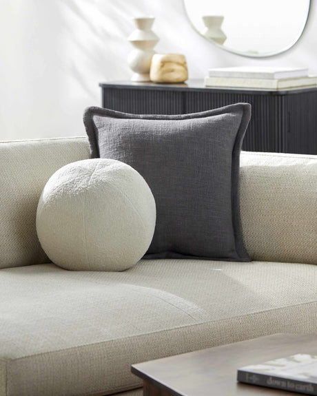 Talan Round White Throw Pillow