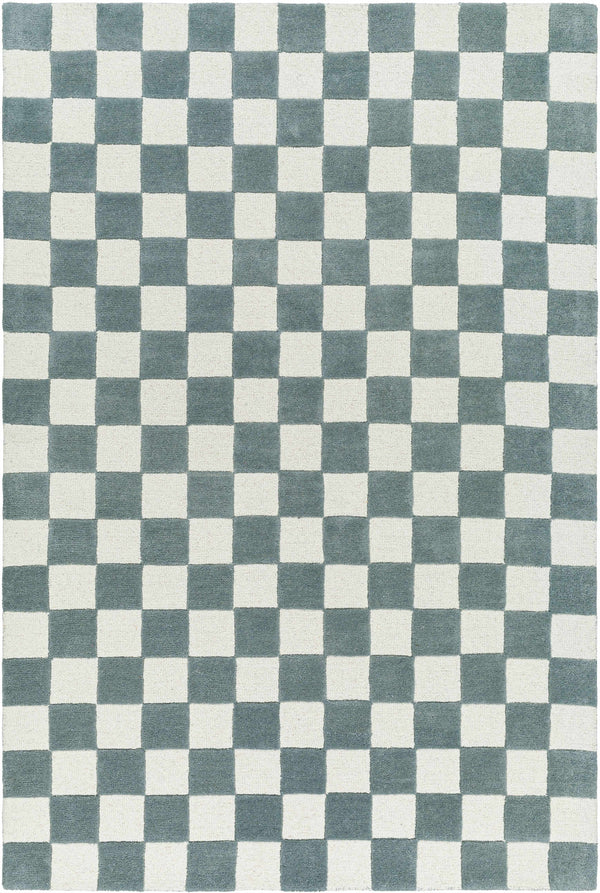 Timin Blue Gray Checkered Area Rug