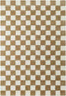 Close-up of the Timin Brown Checkered Wool Area Carpet, featuring a cream and brown checkerboard pattern. Hand-tufted texture. Design-Rectangle-576