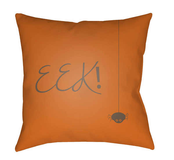 Halloween Eek Print Orange Outdoor Pillow