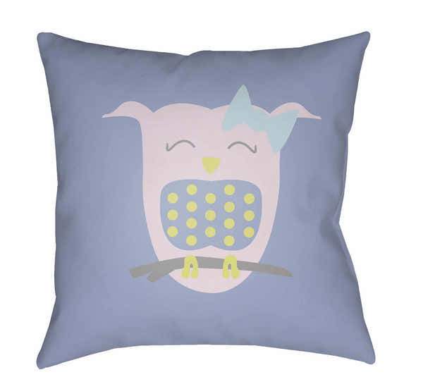 Kids Owl Animal Print Decorative Nursery Blue Outdoor Throw Pillow