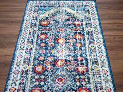 Tigrim 2307 Colorful Navy Blue Rug