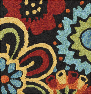 Thaxton Colorful Flowers on Black Rug - Clearance