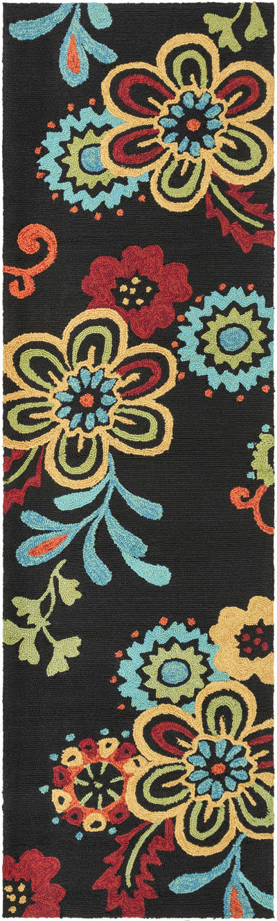 Thaxton Colorful Flowers on Black Rug - Clearance