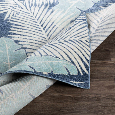 Thebarton Coastal Blue Palm Area Rug