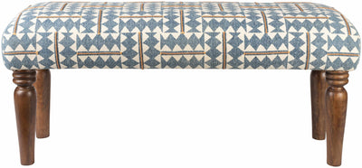 Thallwitz Blue Geometric Upholstered Bench