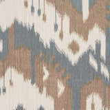 Close-up of the Thunderbolt Area Carpet. Hand-woven wool rug with light beige, brown, gray, and peach Southwestern pattern. Swatch