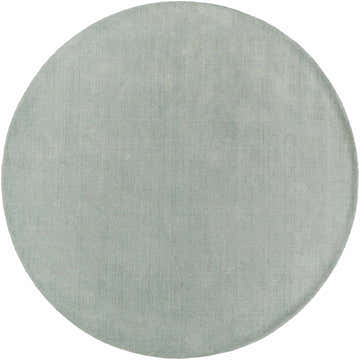 Close-up of a round Brockton Solid Dusty Sage Wool Rug showing its texture and color. Design-Round-8