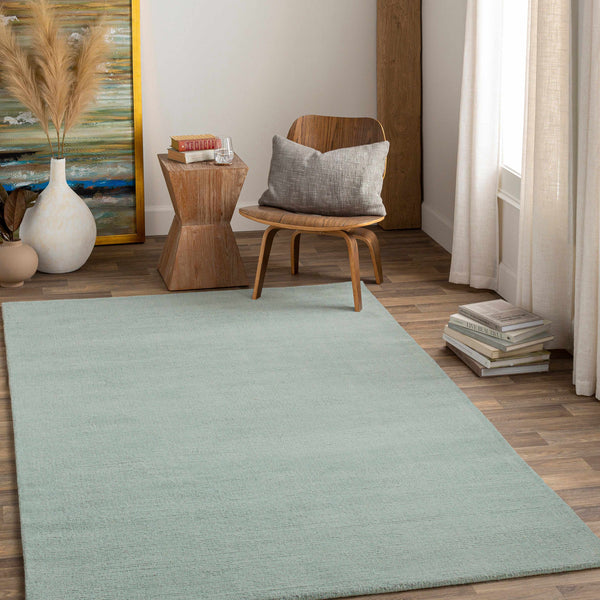 Brockton Solid Wool Dusty Sage Area Rug