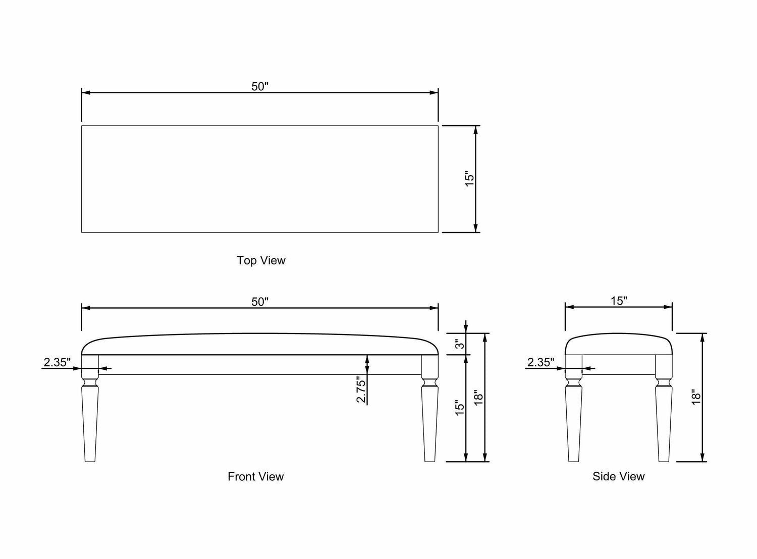 Tigum Beige Tufted Wooden Bench