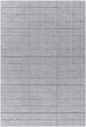 Close-up of the Toshi Sterling Gray Area Rug. Hand-tufted wool rug with a modern grid pattern in shades of gray and silver. Design-Rectangle-576