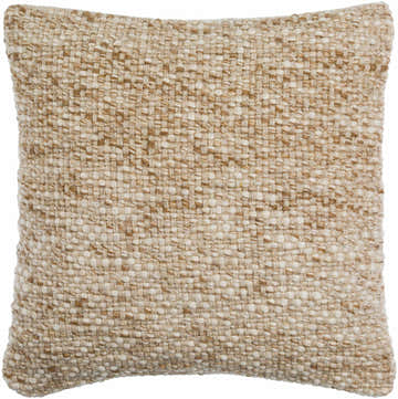 Woolin Ivory Chunky Looped Texture Cottage Farmhouse Wool Accent Pillow - Clearance