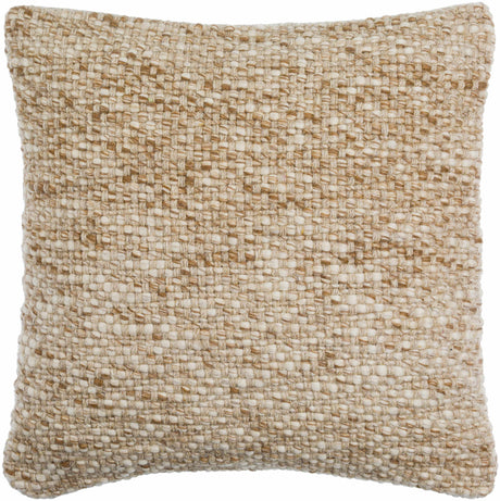 Woolin Ivory Chunky Looped Texture Cottage Farmhouse Wool Accent Pillow