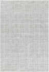 Close-up of the Telyn Area Rug, a contemporary rug with a slate blue geometric square pattern. Design-Rectangle-5373