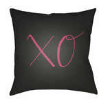 Love XO Black Outdoor Throw Pillow Cover