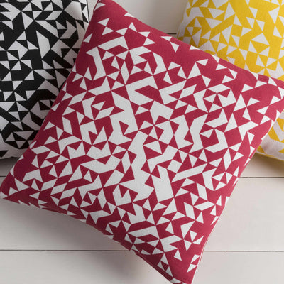 Balintore Red&White Geometric Square Accent Pillow - Clearance