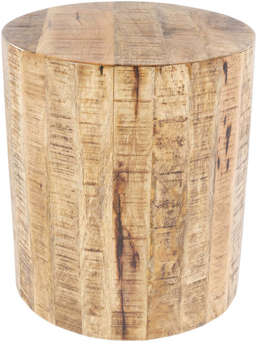 Bungsuan Natural Wood End Table with wheels