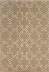 Close-up of the Toledo Area Rug showcasing a beige and light beige geometric trellis pattern. Design-Rectangle-76109