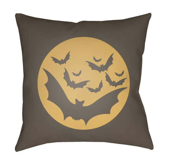 Halloween Bats Brown & Orange Outdoor Pillow