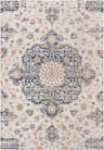 Close-up of the Torbay Area Carpet featuring a traditional cream, navy, and tan floral pattern. Design-Rectangle-537