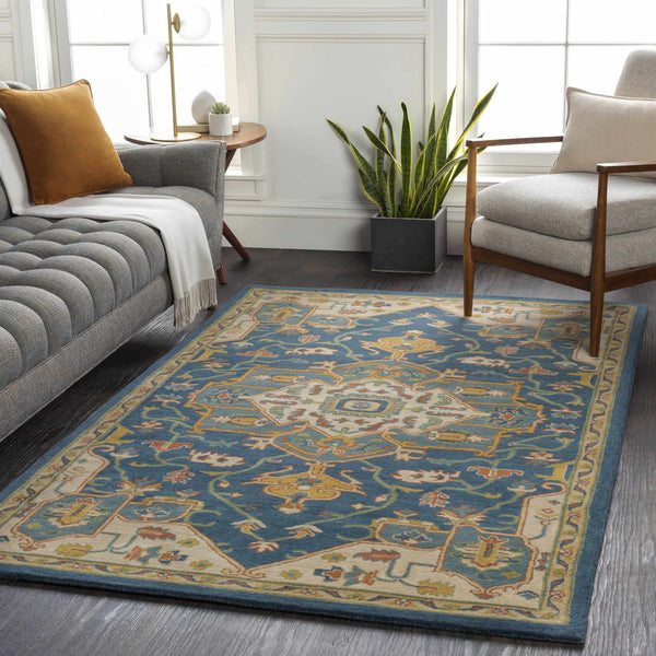 Broomfield Hand Tufted Blue & Mustard 1217 Area Rug