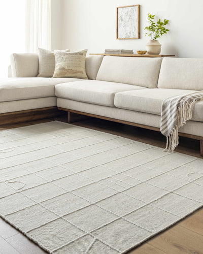 Tieve Off White Checkered Area Rug