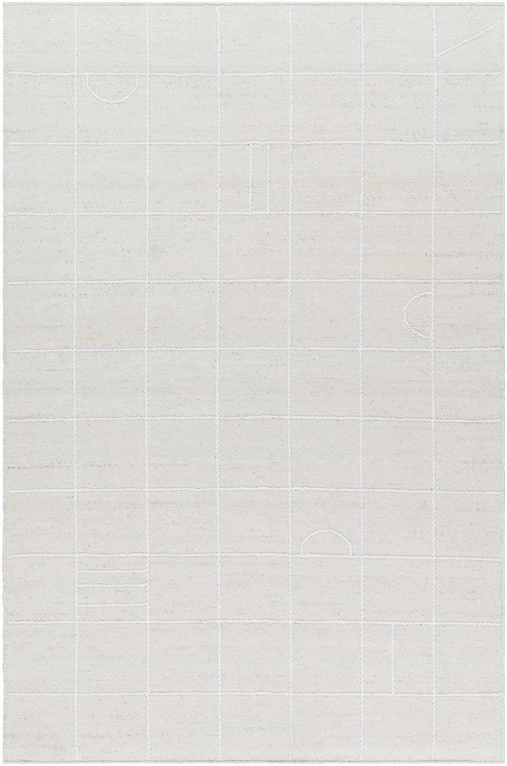Tieve Off White Checkered Area Rug
