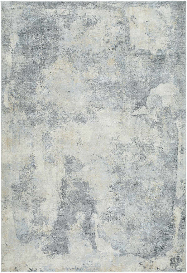 Close-up of the Adsila Teal Blue rug, a contemporary design with gray, light gray, and pale blue hues. Luxe texture. Design-Rectangle-679