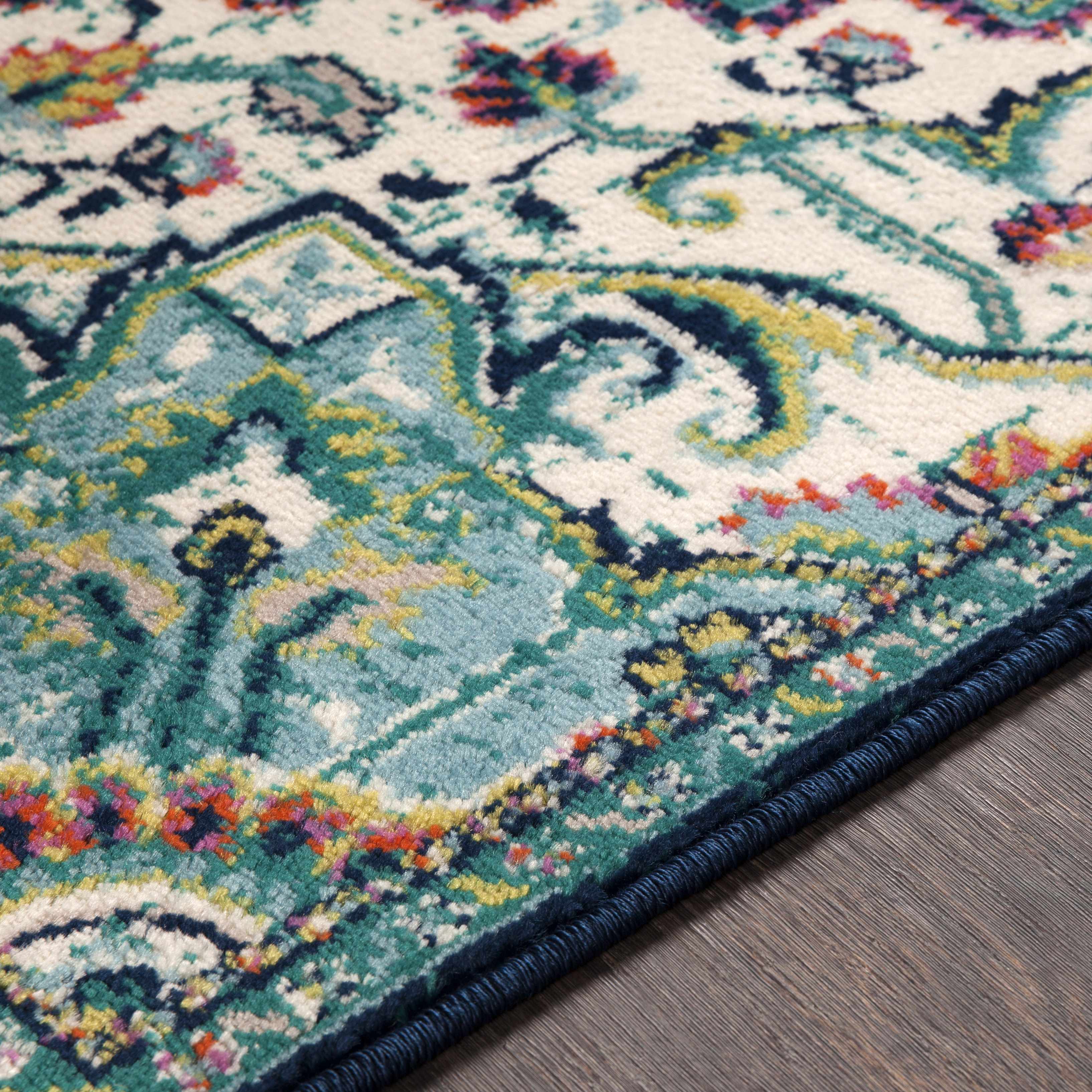Close-up of the texture on Trebloc Area Rug - Clearance, showing fabric weave and feel. Traditional Area Rug Backing  