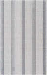 Close-up of the Treichlers Area Rug featuring a light gray and oatmeal background with gray vertical stripes. Design-Rectangle-576