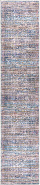 Troupsburg Washable Area Rug: Traditional oriental design in blue, tan, and pink. Machine woven, rectangle shape. Design-Runner-2712