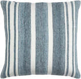 Rivane Blue and Off White Woven Stripe Cottage Farmhouse Recycled PET Outdoor Accent Pillow - Clearance