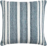 Rivane Blue and Off White Woven Stripe Cottage Farmhouse Recycled PET Outdoor Accent Pillow - Clearance