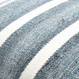 Rivane Blue and Off White Woven Stripe Cottage Farmhouse Recycled PET Outdoor Accent Pillow - Clearance