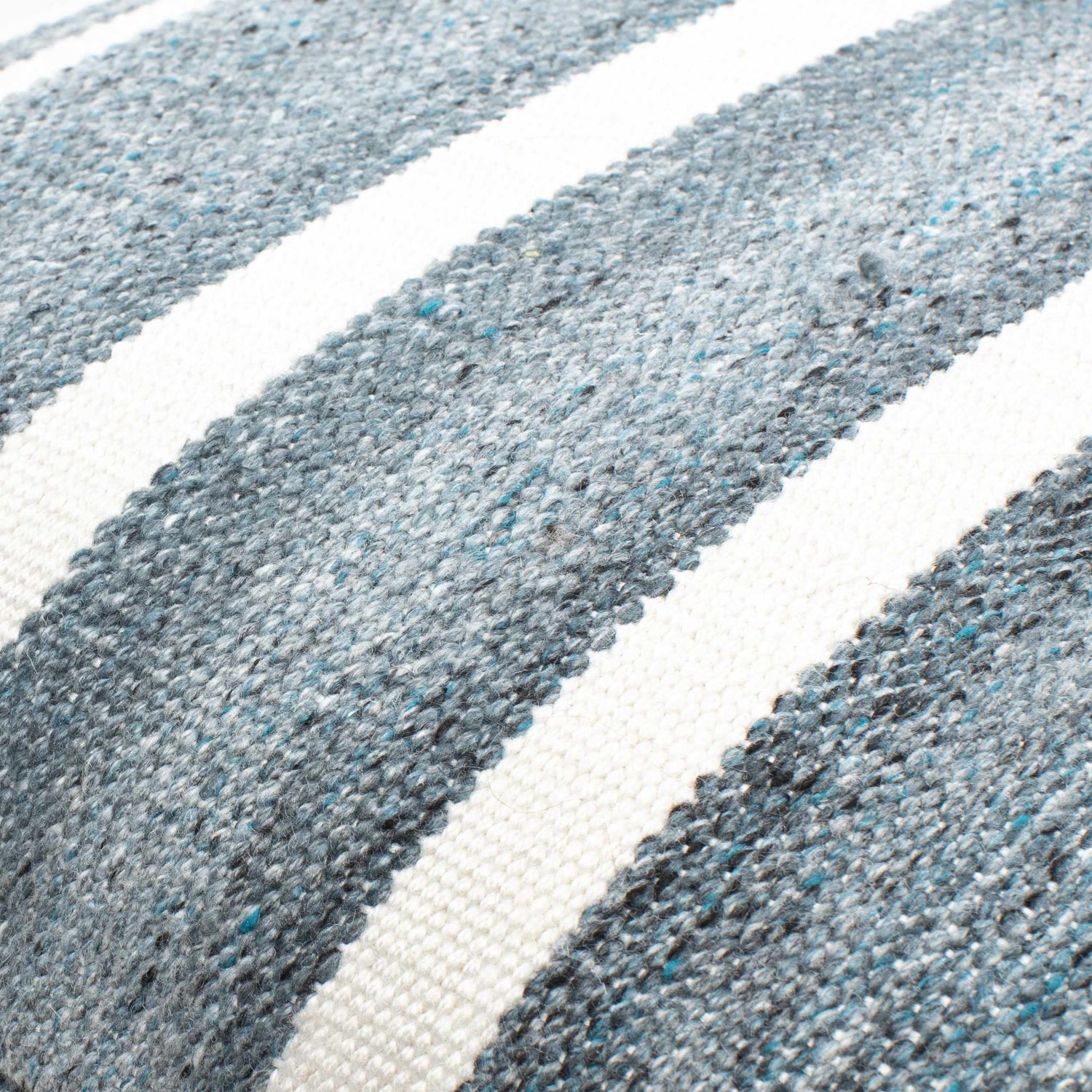 Rivane Blue and Off White Woven Stripe Cottage Farmhouse Recycled PET Outdoor Accent Pillow - Clearance