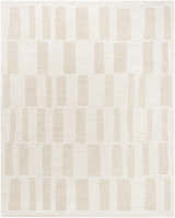 Close-up of the hand-tufted Teige Light Silver Area Rug. Contemporary design with light silver and sterling gray geometric pattern. Design-Rectangle-810