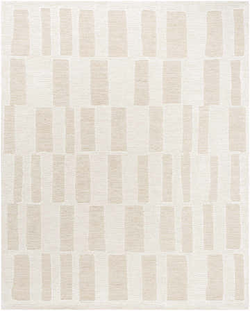 Close-up of the hand-tufted Teige Light Silver Area Rug. Contemporary design with light silver and sterling gray geometric pattern. Design-Rectangle-810