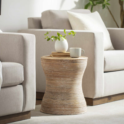 Tubigan Rustic Ribbed Hourglass End Table